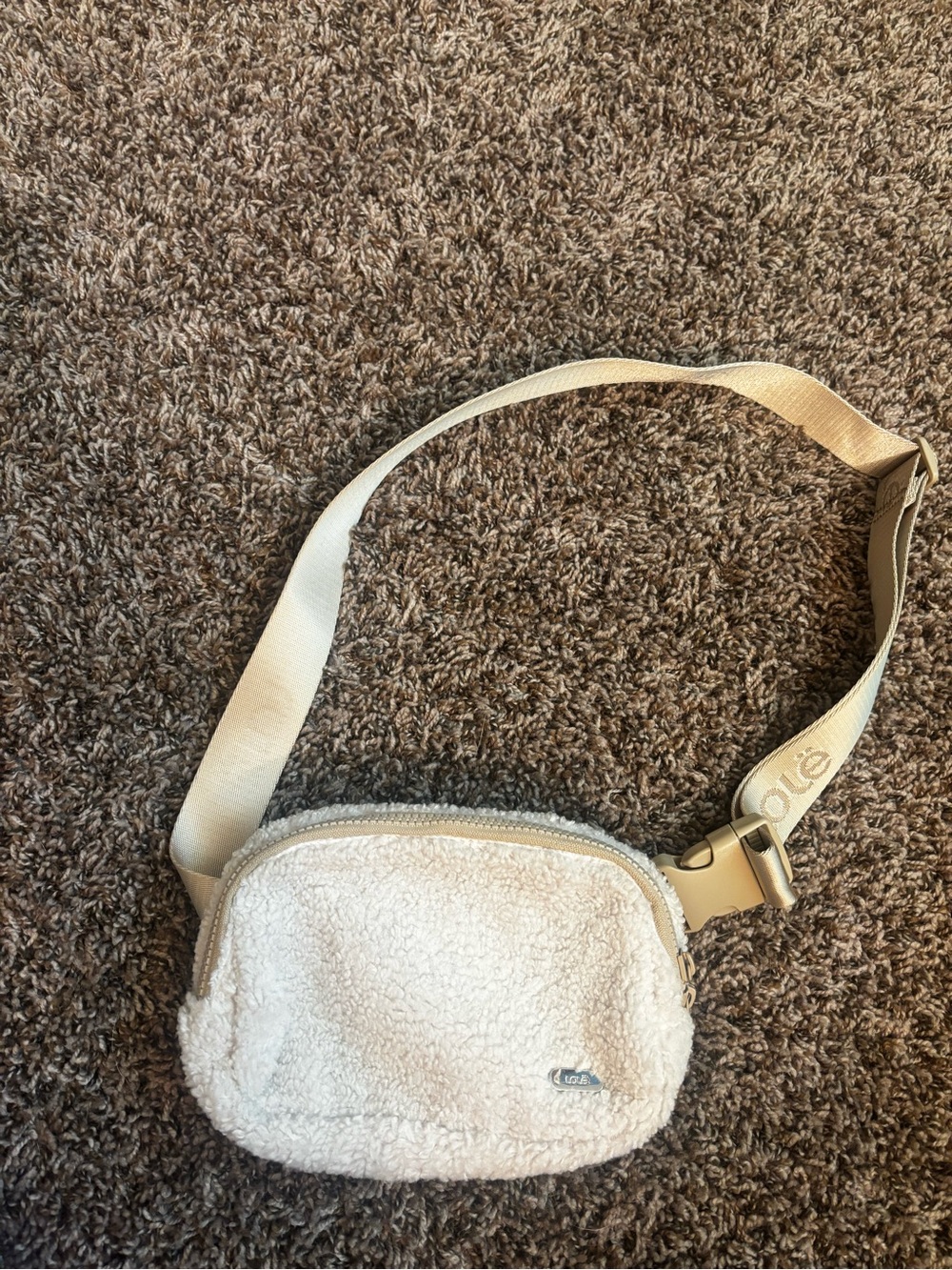 LOLE Cream Sherpa Belt Bag with Adjustable Strap